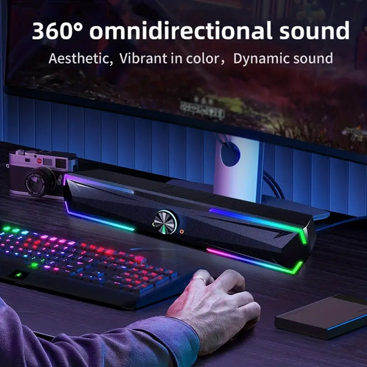 4D Surround Soundbar for PC - HiFi Stereo Speaker with Wireless Connectivity