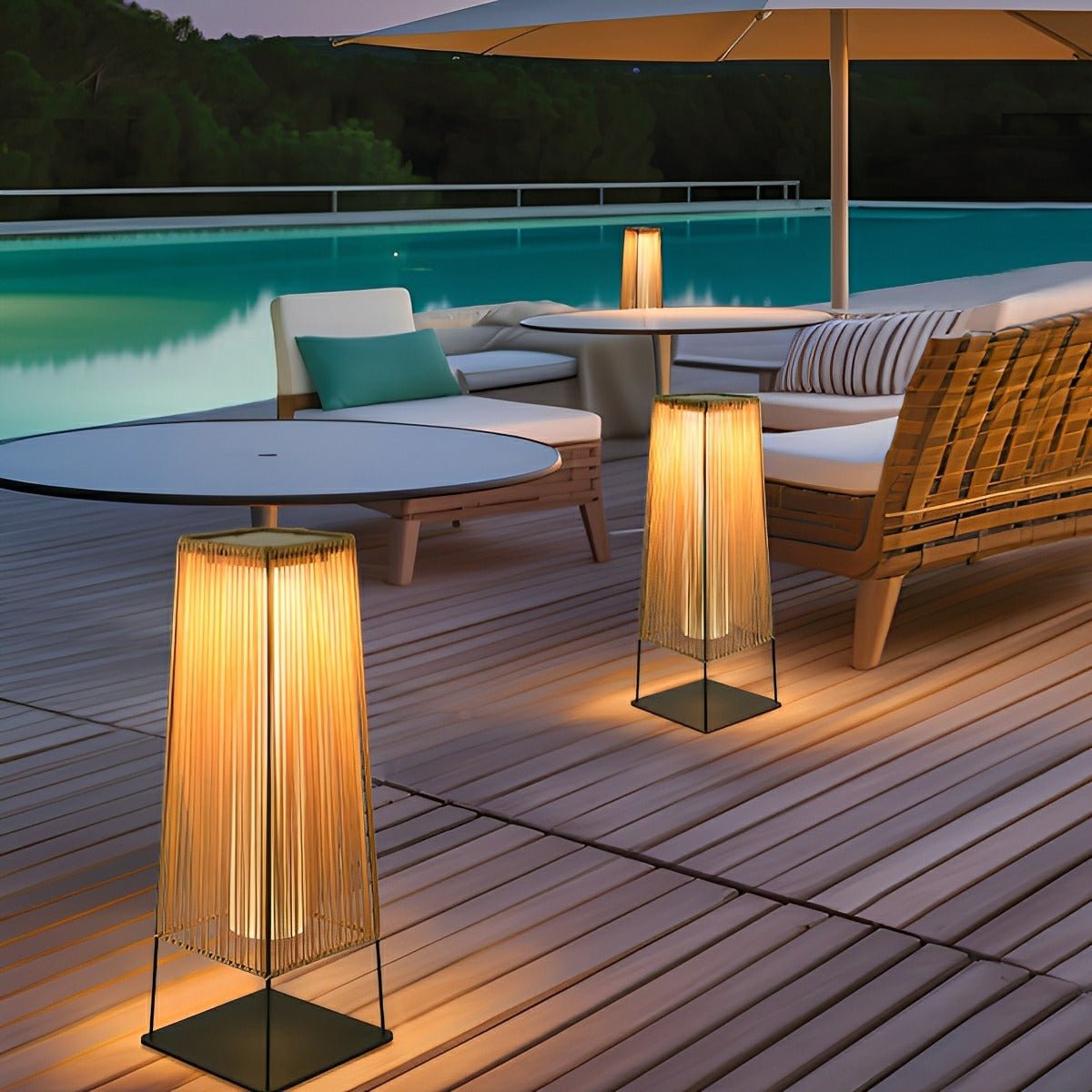 Artisanal Modern Waterproof Rattan LED Outdoor Floor...