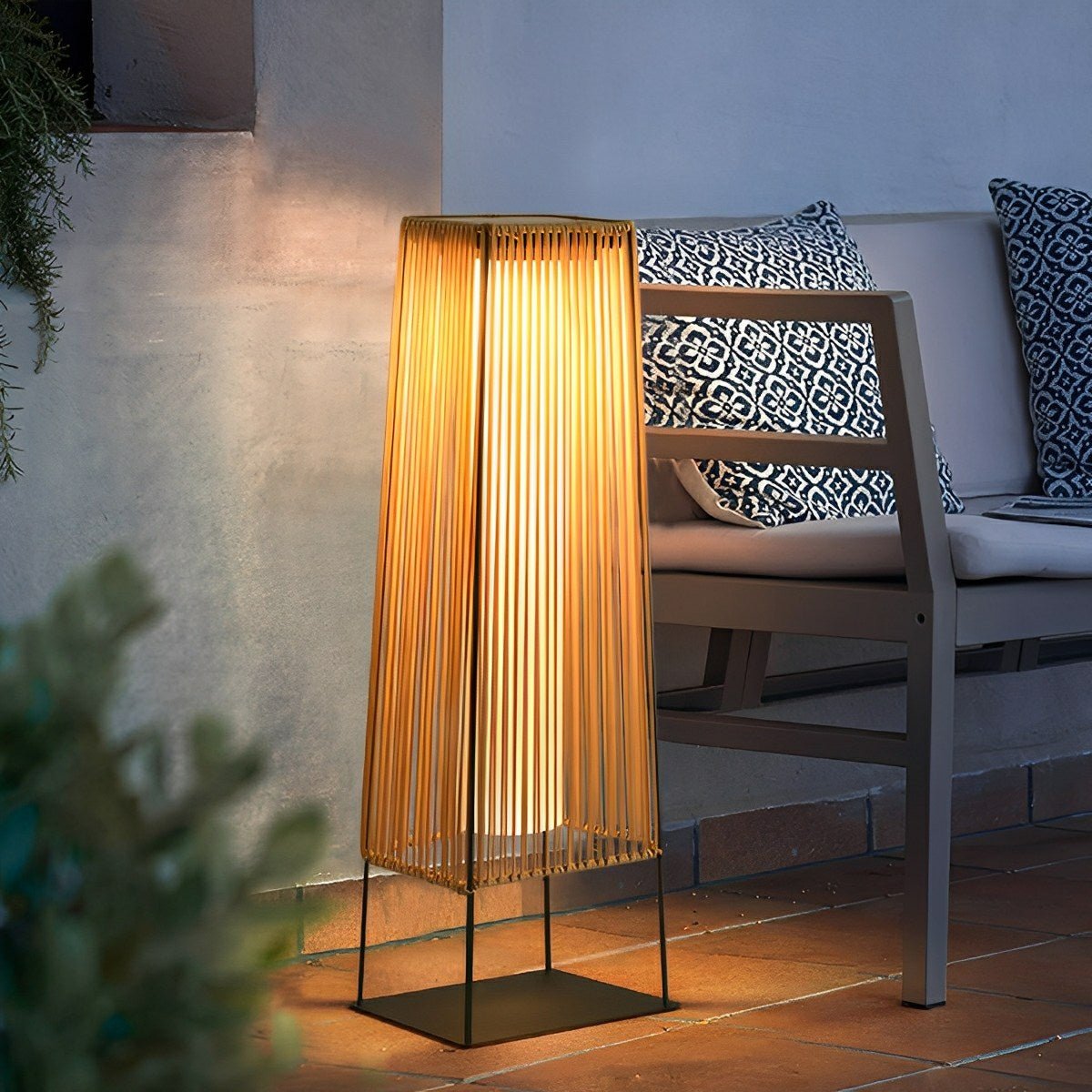 Artisanal Modern Waterproof Rattan LED Outdoor Floor...