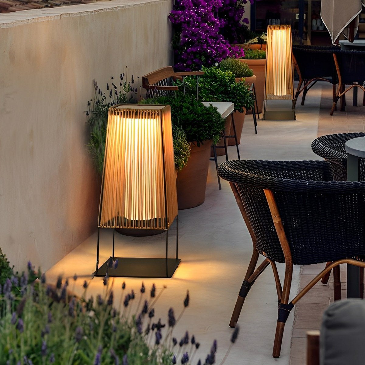 Artisanal Modern Waterproof Rattan LED Outdoor Floor...