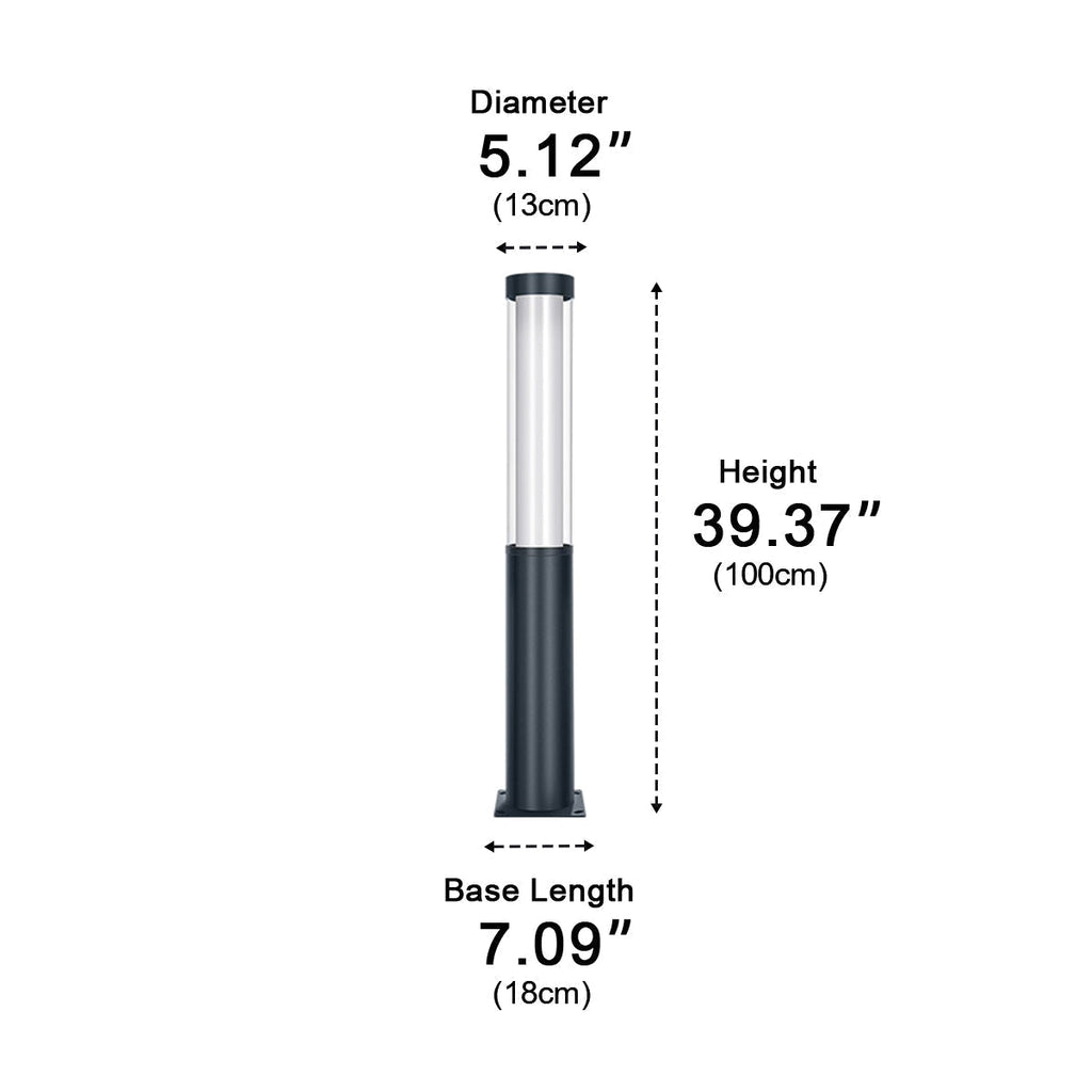 Cylinder LED Black Modern Outdoor Pathway Pole Lights