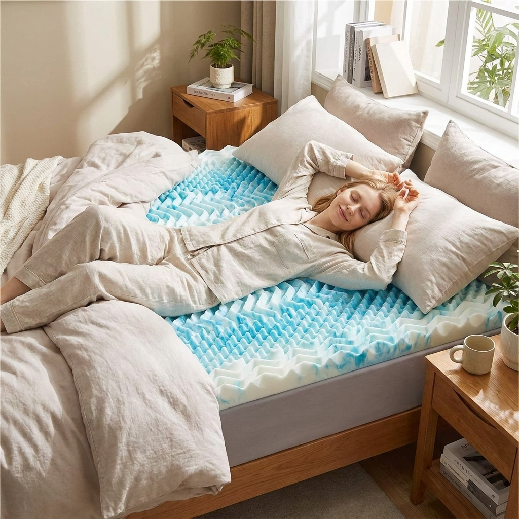 Premium Cooling Egg Crate Foam Mattress Topper