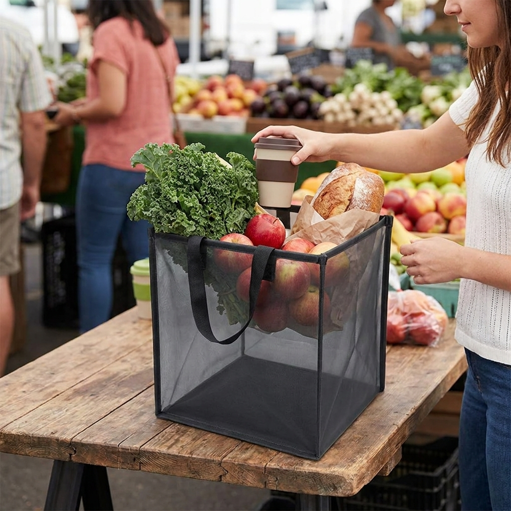 Foldable Mesh Laundry Hamper with Handles lifestyle