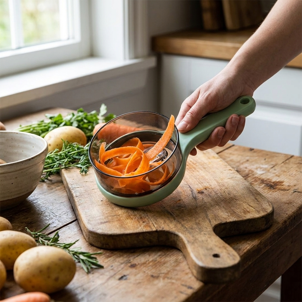 Ergonomic Storage Vegetable Peeler with Non Slip Grip lifestyle