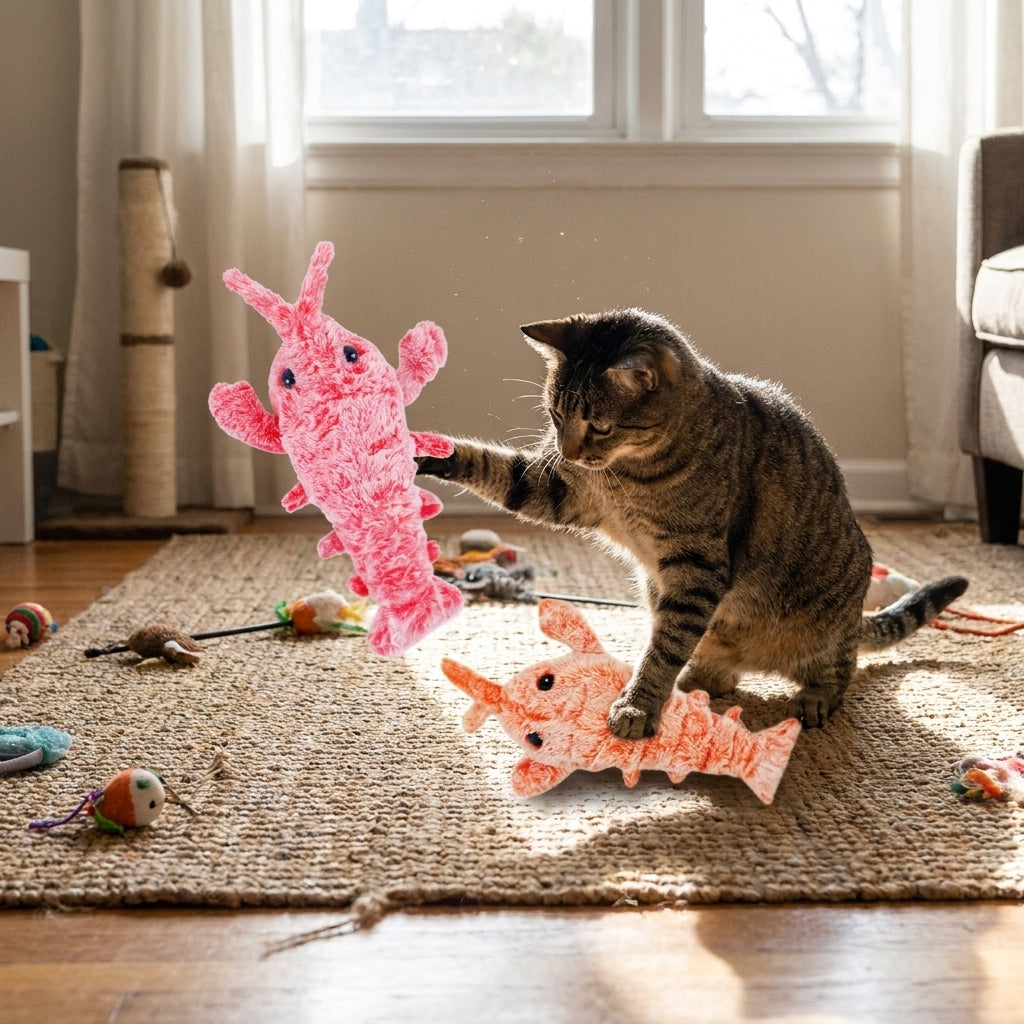 Electric Jumping Shrimp Pet Toy lifestyle
