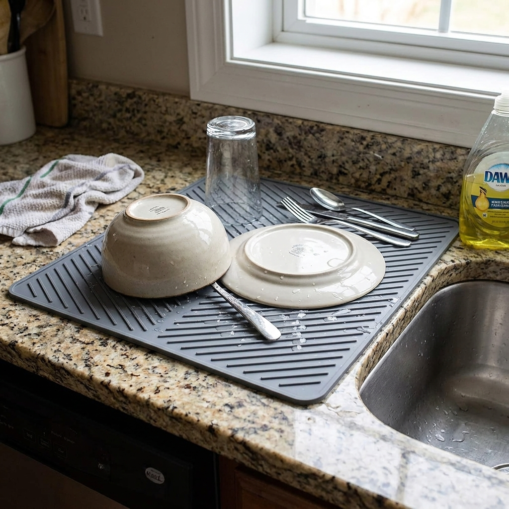 Silicone Countertop Dish Drying Mat lifestyle