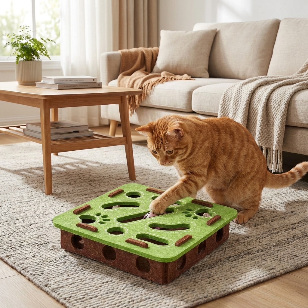 Felt Interactive Cat Puzzle Toy Box