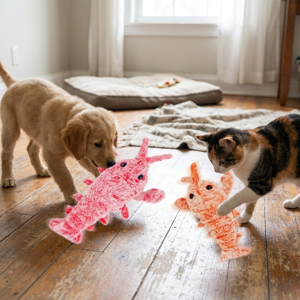 Electric Jumping Shrimp Pet Toy