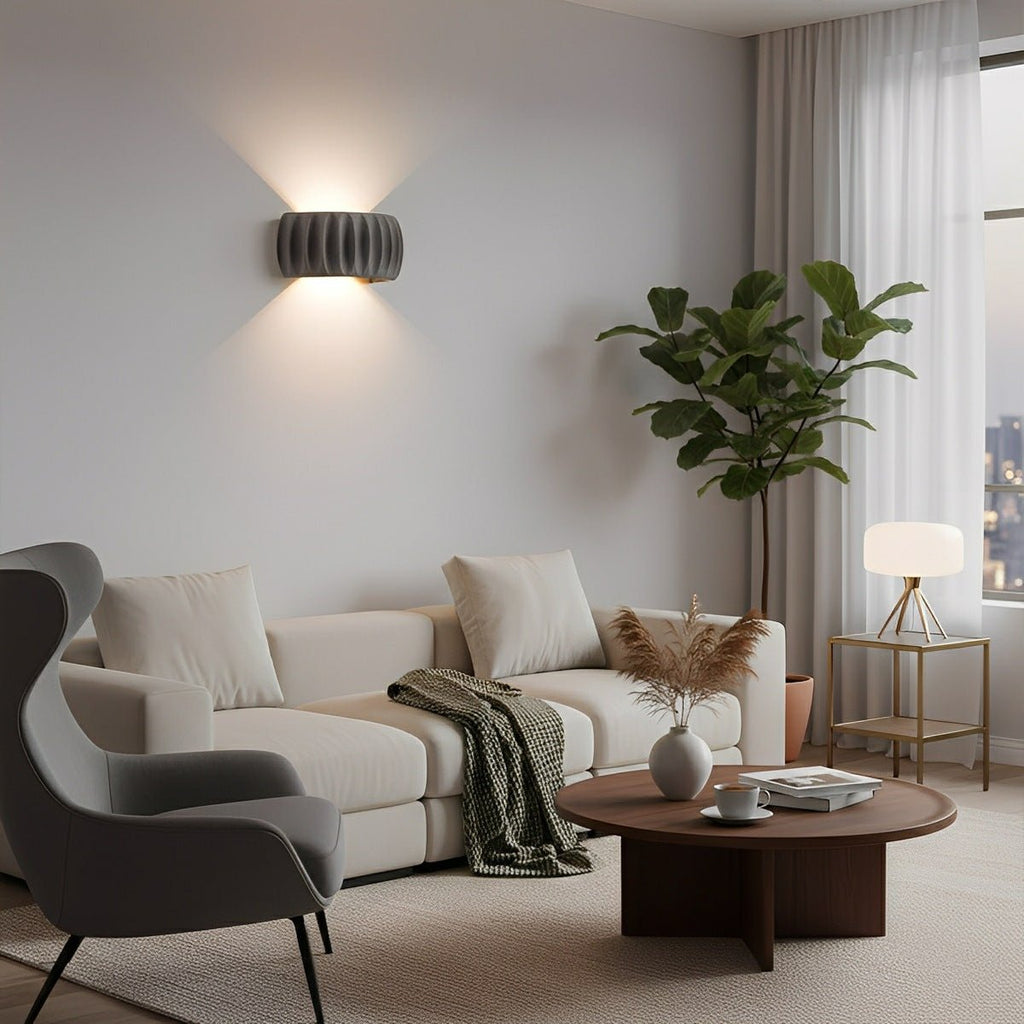 Modern Arc Concrete Carve Up and Down LED Wall Sconces