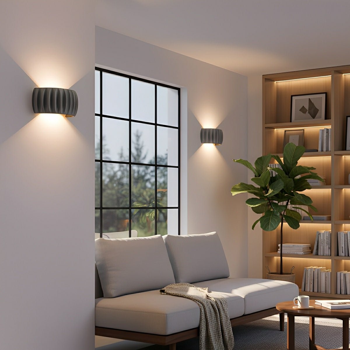 Modern Arc Concrete Carve Up and Down LED Wall Sconces