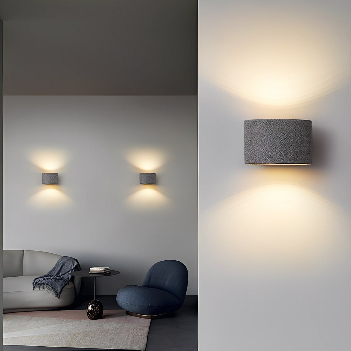 Modern Concrete Oval Up and Down LED Wall Sconces