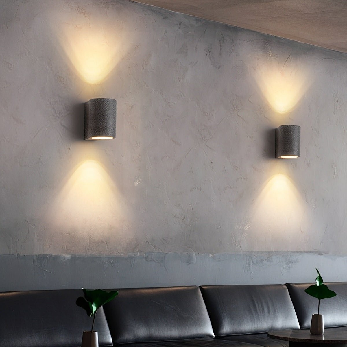 Modern Concrete Oval Up and Down LED Wall Sconces