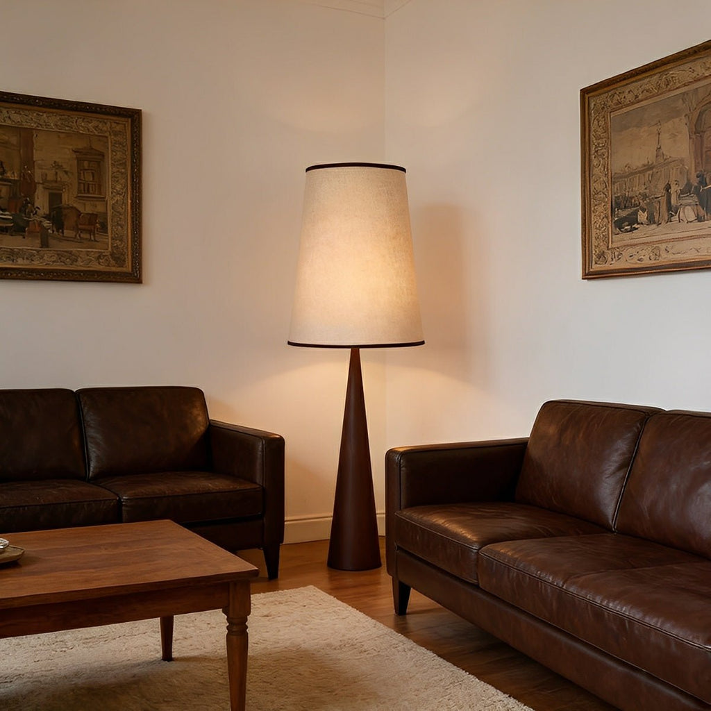 Vintage Wood Tapered LED Floor Lamp