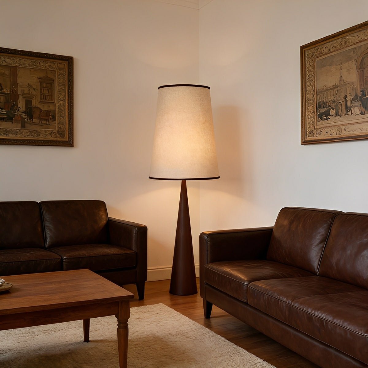 Vintage Wood Tapered LED Floor Lamp